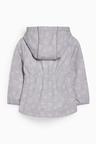 Children - Softshell jacket with hood - patterned - light gray-melange