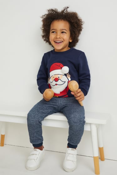 Kinder - Weihnachts-Set - Sweatshirt und Kostüm-Bart - dunkelblau