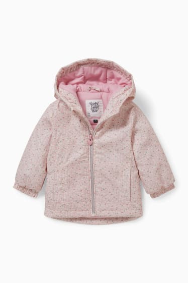Babies - Baby parka with hood - floral - rose