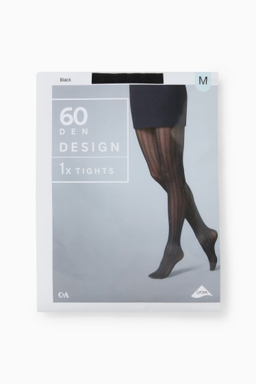 Femmes - Collants fins - 60 DEN - à motifs - noir