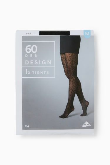 Femmes - Collants fins - 60 DEN - à motifs - noir