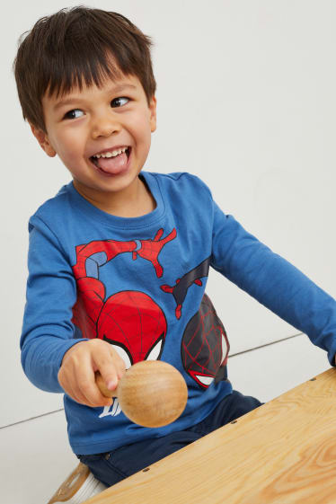 Dětské - Multipack 3 ks - Spider-Man - tričko s dlouhým rukávem - tmavomodrá