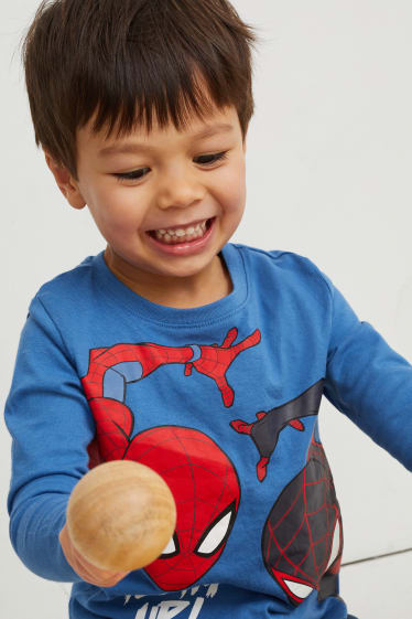 Dětské - Multipack 3 ks - Spider-Man - tričko s dlouhým rukávem - tmavomodrá