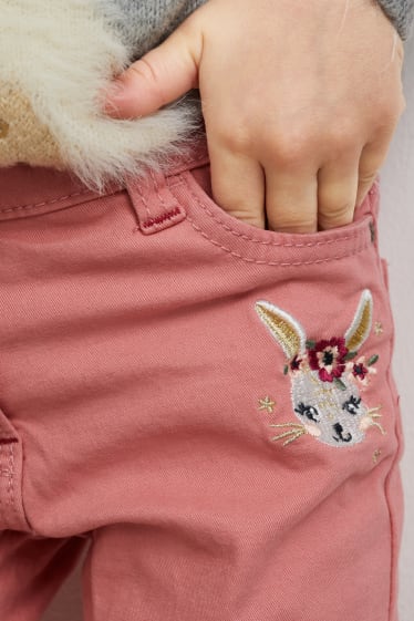 Enfants filles - Pantalon doublé - skinny fit - rose foncé