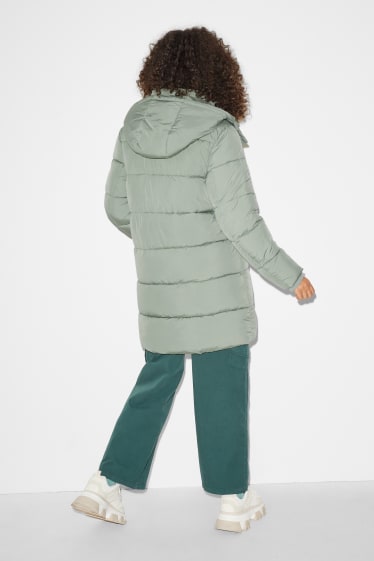 Women - CLOCKHOUSE - quilted coat with hood - mint green