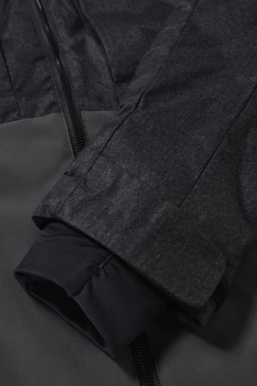 Pánské - Lyžařská bunda s kapucí - černá/šedá