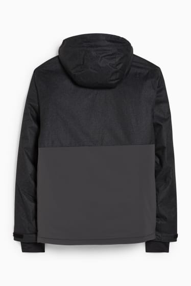 Hombre - Chaqueta de esquí con capucha - negro / gris