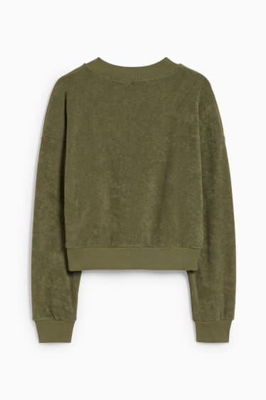 Women - CLOCKHOUSE - terry cloth zip-through sweatshirt - khaki