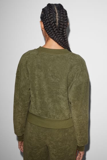 Women - CLOCKHOUSE - terry cloth zip-through sweatshirt - khaki