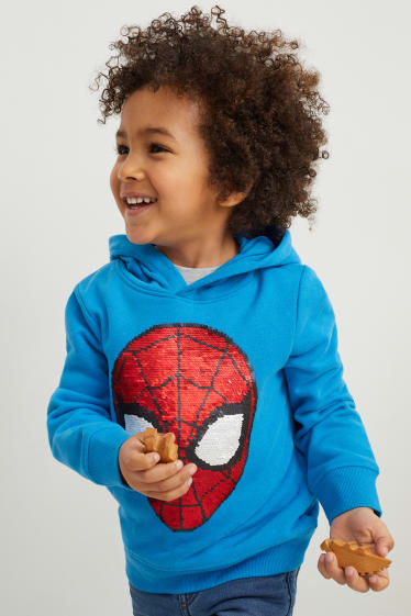 Enfants - Spider-Man - sweat à capuche - effet brillant - bleu