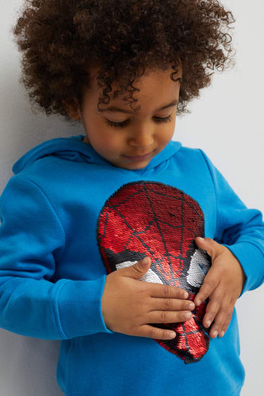 Enfants - Spider-Man - sweat à capuche - effet brillant - bleu