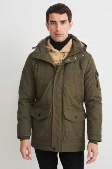 Herren - Jacke mit Kapuze - wasserabweisend - khaki