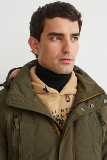 Herren - Jacke mit Kapuze - wasserabweisend - khaki