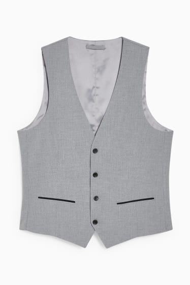 Pánské - Obleková vesta - slim fit - Flex - LYCRA® - světle šedá-žíhaná