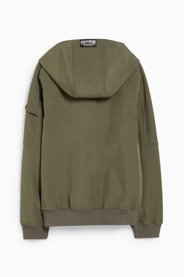 Enfants - Veste softshell à capuche - vert foncé