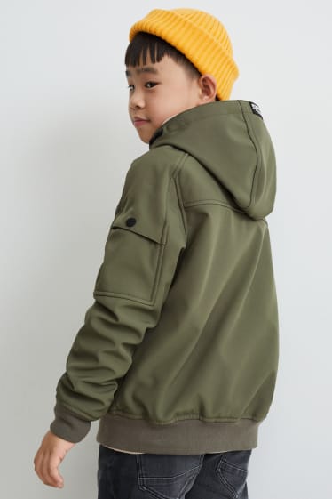 Bambini - Giacca soft shell con cappuccio - verde scuro