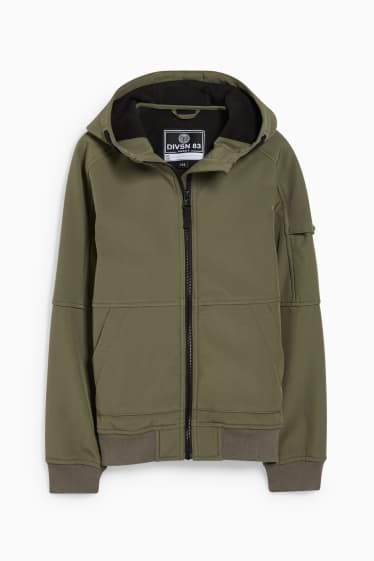 Bambini - Giacca soft shell con cappuccio - verde scuro