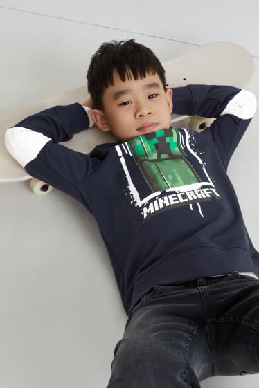 Enfants - Minecraft - sweat à capuche - bleu foncé