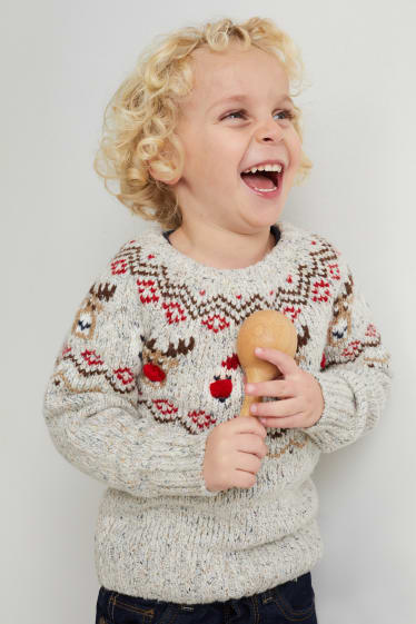 Children Boys - Christmas jumper - Rudolph and Father Christmas - light gray-melange