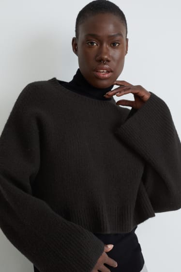 Kobiety - Krótki sweter - czarny