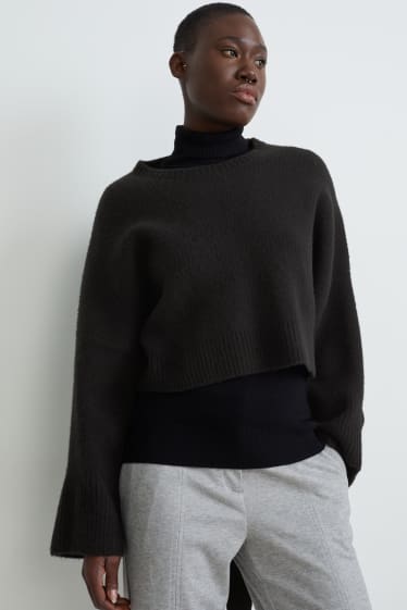 Women - Cropped jumper - black