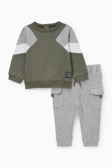 Babys - Baby-Outfit - 2 teilig - grün / grau