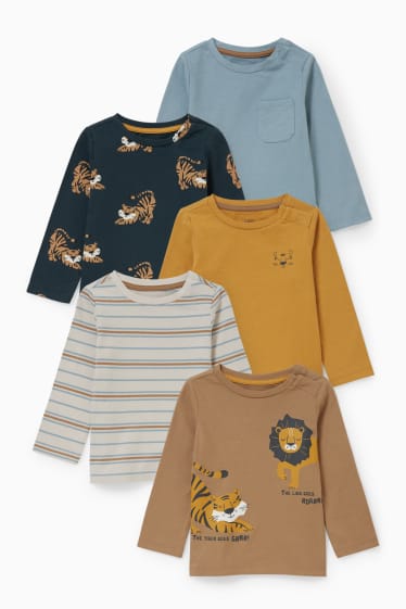 Bébés garçons - Lot de 5 - hauts à manches longues - marron clair