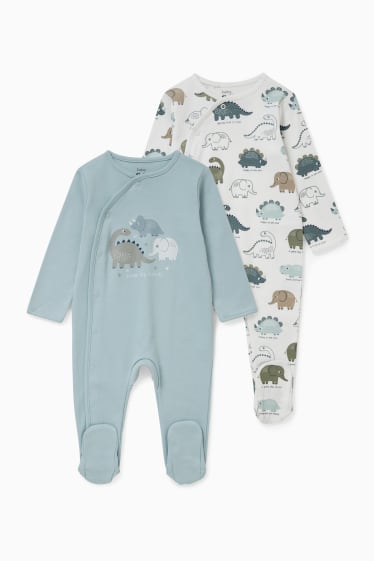 Babys - Set van 2 - dino - baby-pyjama - lichtblauw