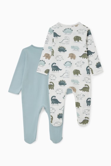 Babys - Set van 2 - dino - baby-pyjama - lichtblauw