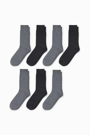 Hombre - Pack de 7 - calcetines - gris jaspeado