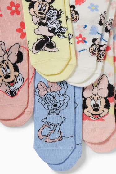 Enfants - Lot de 5 paires - Minnie Mouse - chaussettes à motif - rose pâle / bleu clair