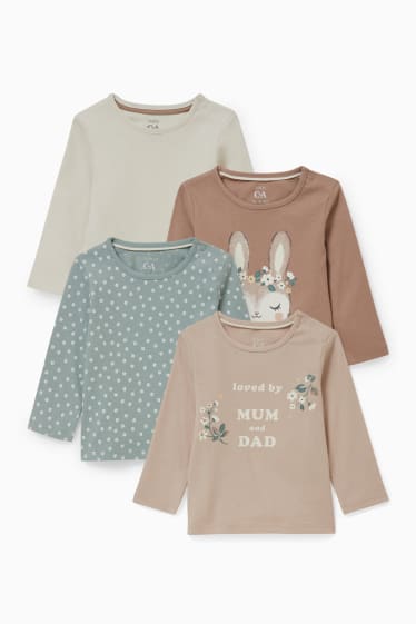 Bébés filles - Lot de 4 - hauts à manches longues bébé - marron clair
