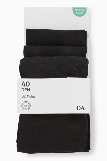 Enfants - Lot de 3 paires - collants fins - 40 DEN - noir