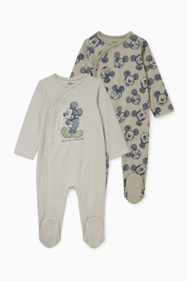 Babys - Set van 2 - Mickey Mouse - baby-pyjama - beige