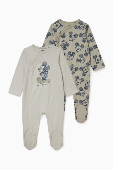 Bebés - Pack de 2 - Mickey Mouse - pijamas para bebé - beis