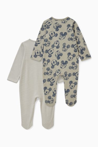 Babys - Set van 2 - Mickey Mouse - baby-pyjama - beige