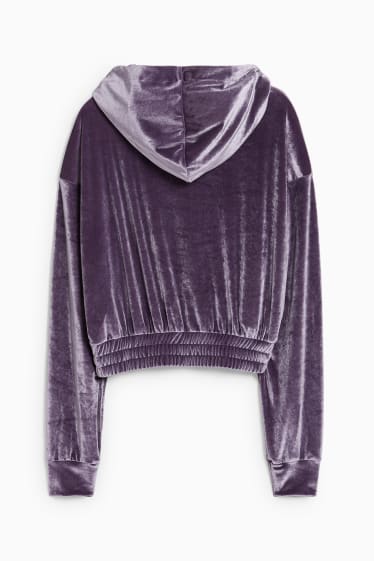 Teens & young adults - CLOCKHOUSE - velvet cropped hoodie - purple