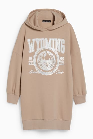 Kinderen - Sweatjurk met capuchon - beige