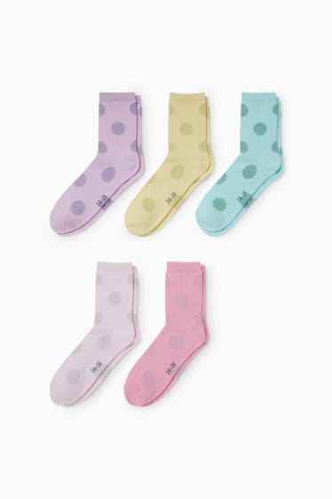 Enfants - Lot de 5 paires - chaussettes - à pois - vert menthe