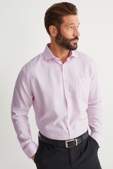 Hommes - Chemise de bureau - coupe droite - col cutaway - facile à repasser - rose