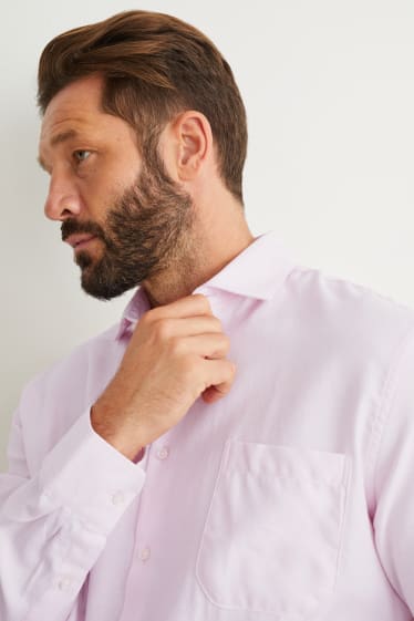 Uomo - Camicia business - regular fit - colletto alla francese - facile da stirare - rosa