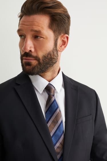 Bărbați - Cravată de mătase - cu dungi - albastru închis