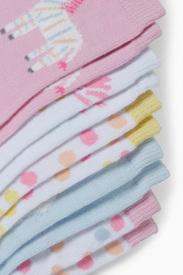Kinder - Multipack 5er - Tiere - Socken mit Motiv - weiß / rosa