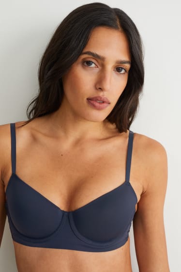 Donna - Reggiseno con ferretti - DEMI - imbottito - blu scuro