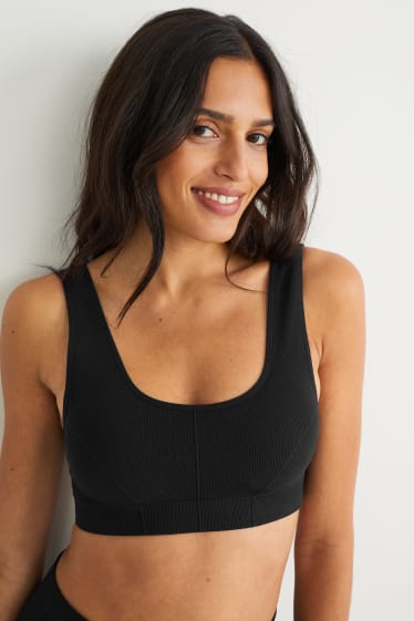 Women - Crop top - padded - seamless- LYCRA® - black