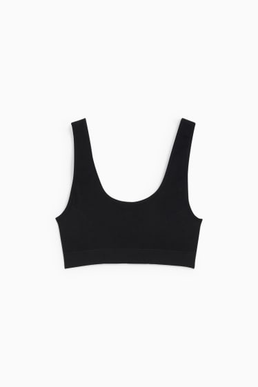 Women - Crop top - padded - seamless- LYCRA® - black