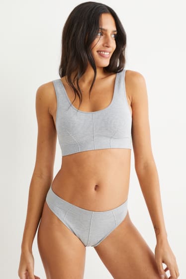 Donna - Confezione da 2 - slip - senza cuciture - LYCRA® - grigio melange