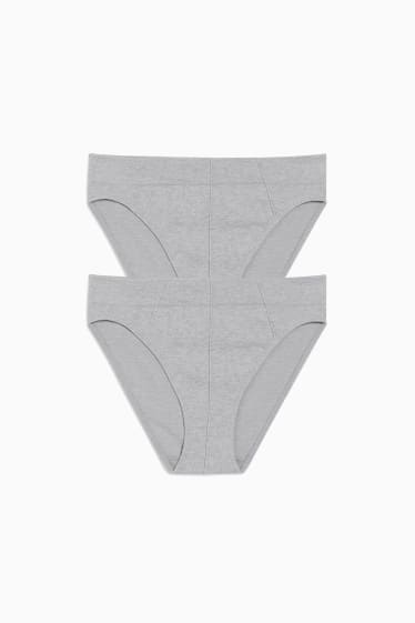 Damen - Multipack 2er - Slip - seamless - LYCRA® - grau-melange