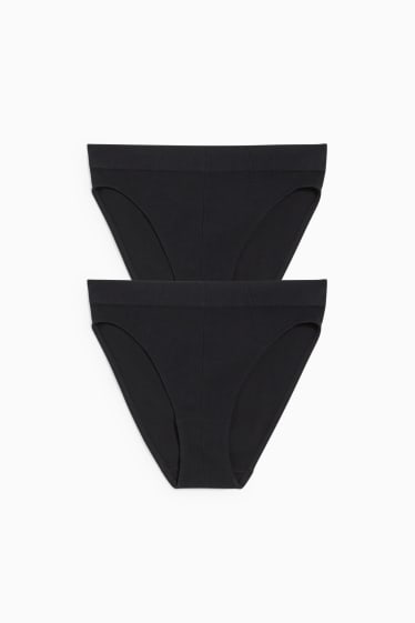 Donna - Confezione da 2 - slip - senza cuciture - LYCRA® - nero