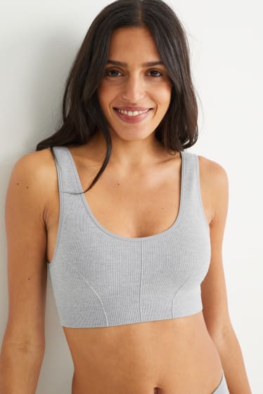 Damen - Bustier - wattiert - seamless - LYCRA® - grau-melange